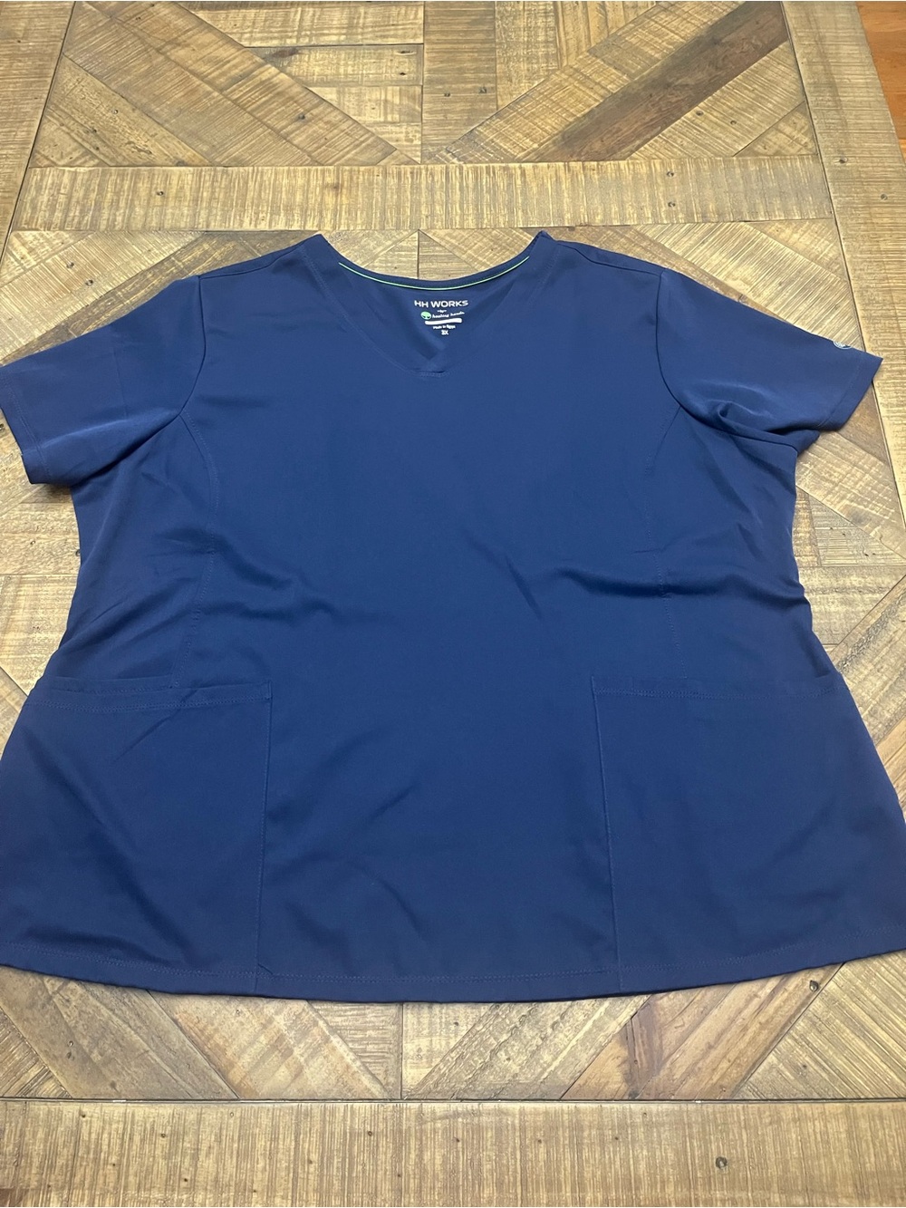 HH Works by Healing Hands "Monica" V-Neck Scrub Top Navy Blue - Size 3X